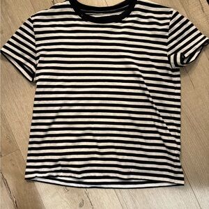 Everlane Box Cut Black and White Striped Tee